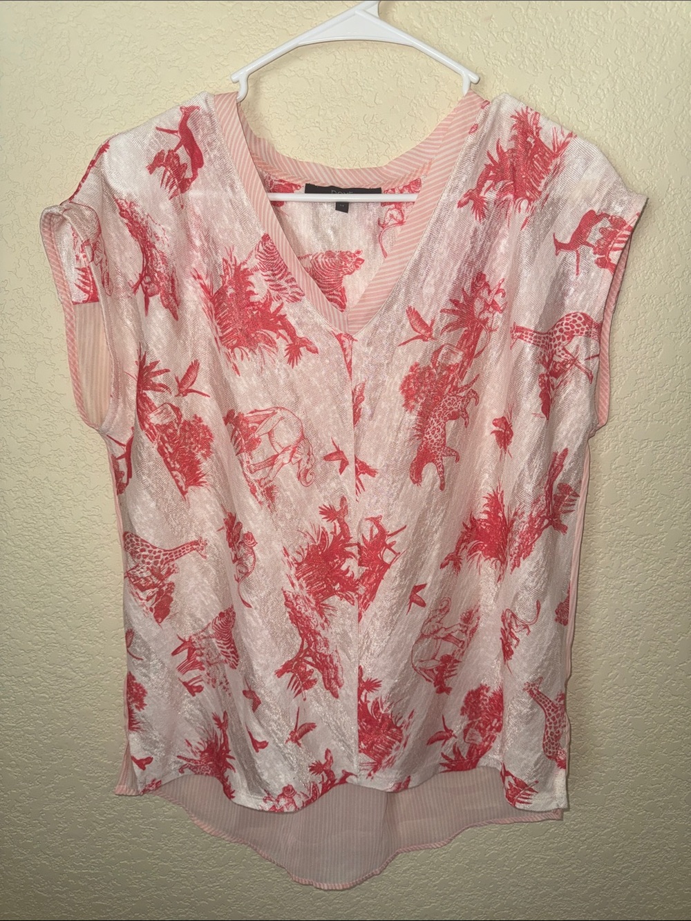 Next Safari Animal Print Wrap Front Blouse Pink Womens Size 14